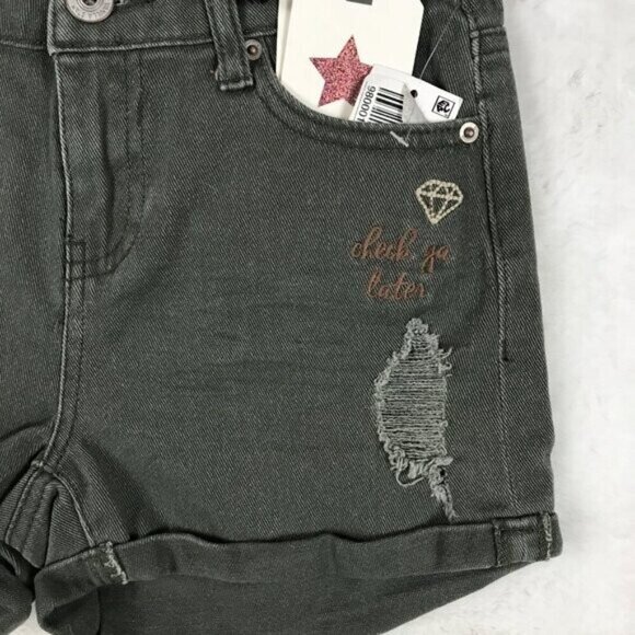 VANILLA STAR Embroidered BABE Jean Shorts NWT 11 - Picture 2 of 6